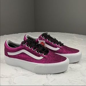 Like new Vans Old Skool Platform Pink Glitter Size 8